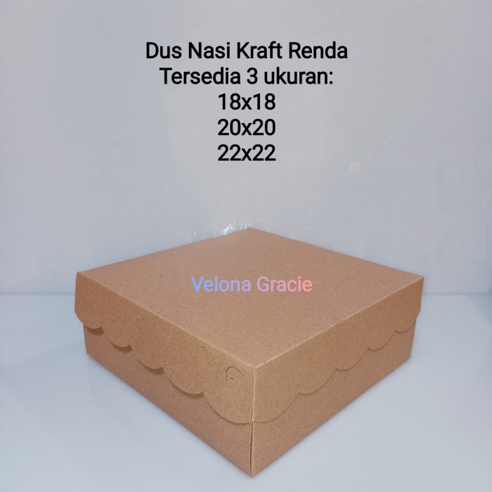 

Dus Nasi Kraft 18x18 Renda per 50 pcs Kotak Catering non laminasi - 350 gr