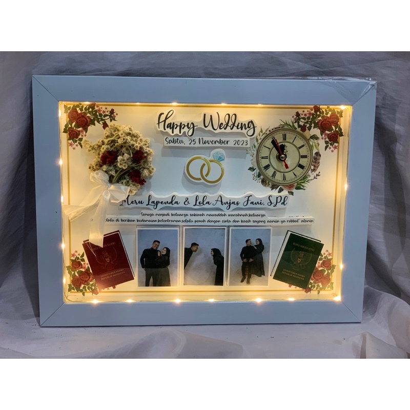 pop up frame flower in frame kado hadiah pernikahan wedding nikah nikahan teman ukuran besar 40 cm x