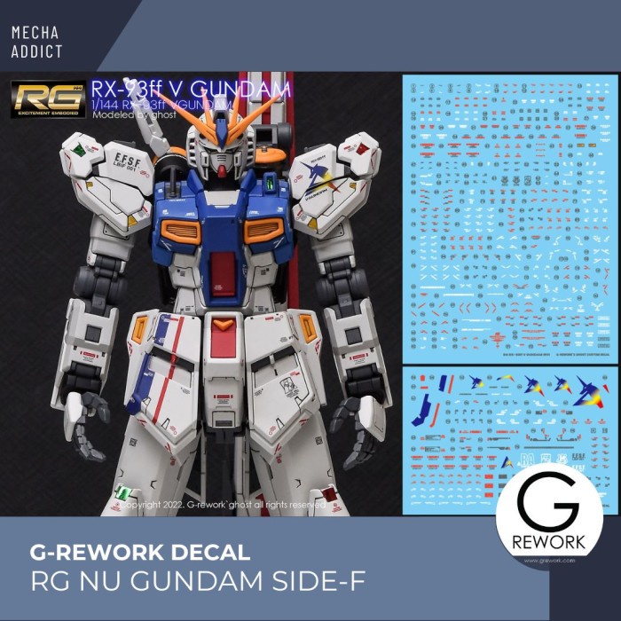 Water Slide Decal RG RX-93FF Nu Gundam Side F by G-rework Decal