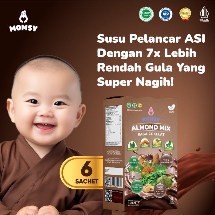 

[Big Sale] MOMSY ALMOND MIX RASA COKELAT 6 sachet BPOM & HALAL