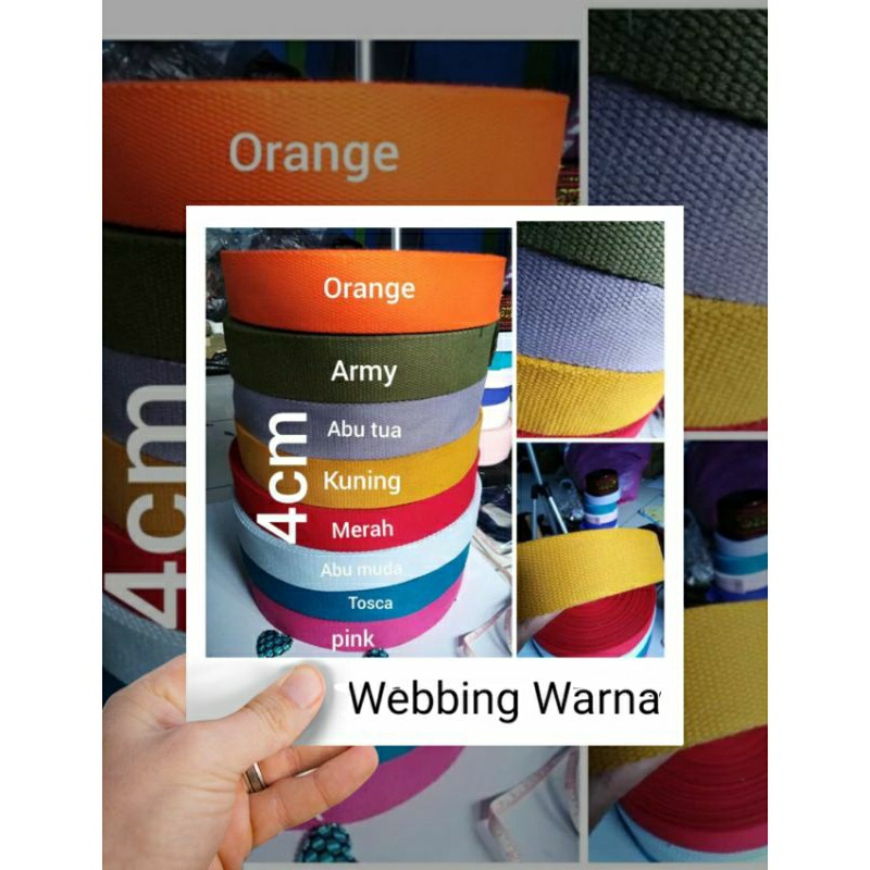 webbing 4 cm tali bisban warna bisban murah 1 rol 26 meter