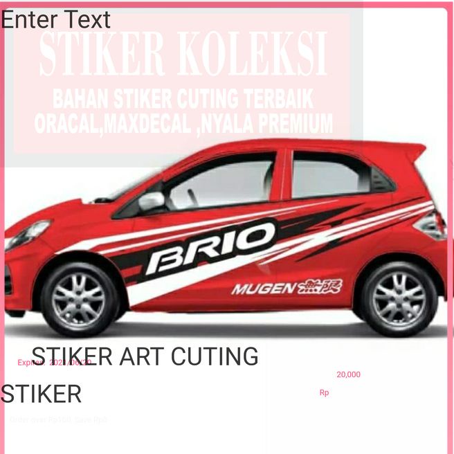 cutting sticker mobil honda brio mugen jdm