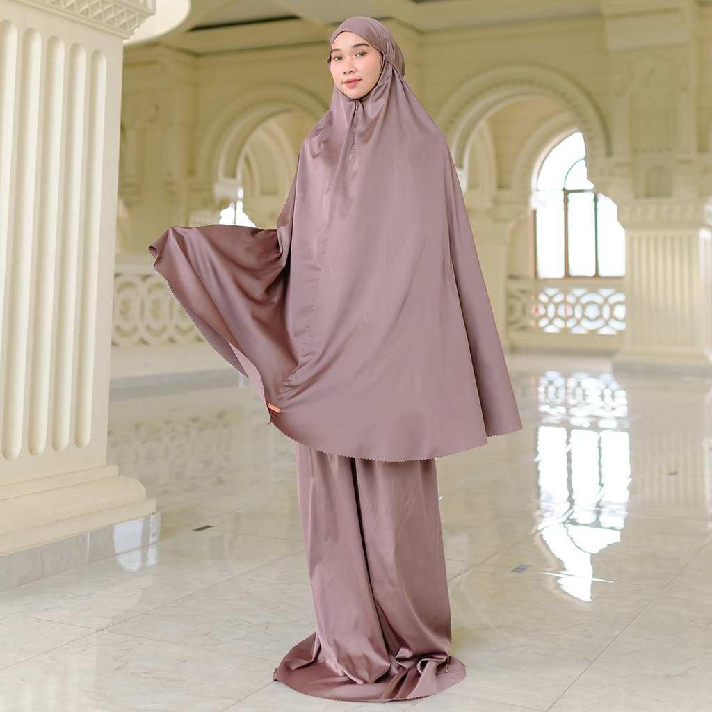 Lozy Hijab - Mecca Prayer Set with New Pouch ( Mukena Satin Lasercut )