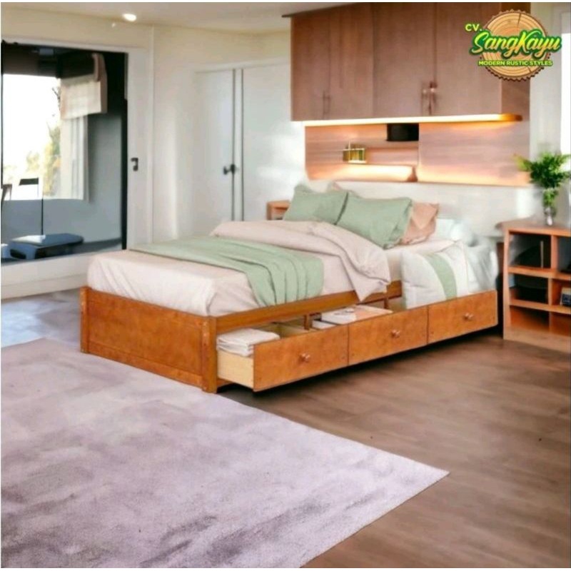 Divan Kayu laci Divan kayu minimalis Ranjang kayu Ranjang matras 8