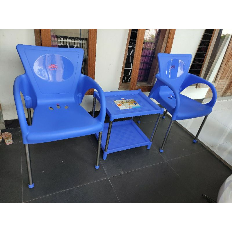 HUGA - 1 SET KURSI TERAS HUGA SHINPO 291 dan MEJA (2 Kursi + 1 meja) | set kursi teras dan meja | ku