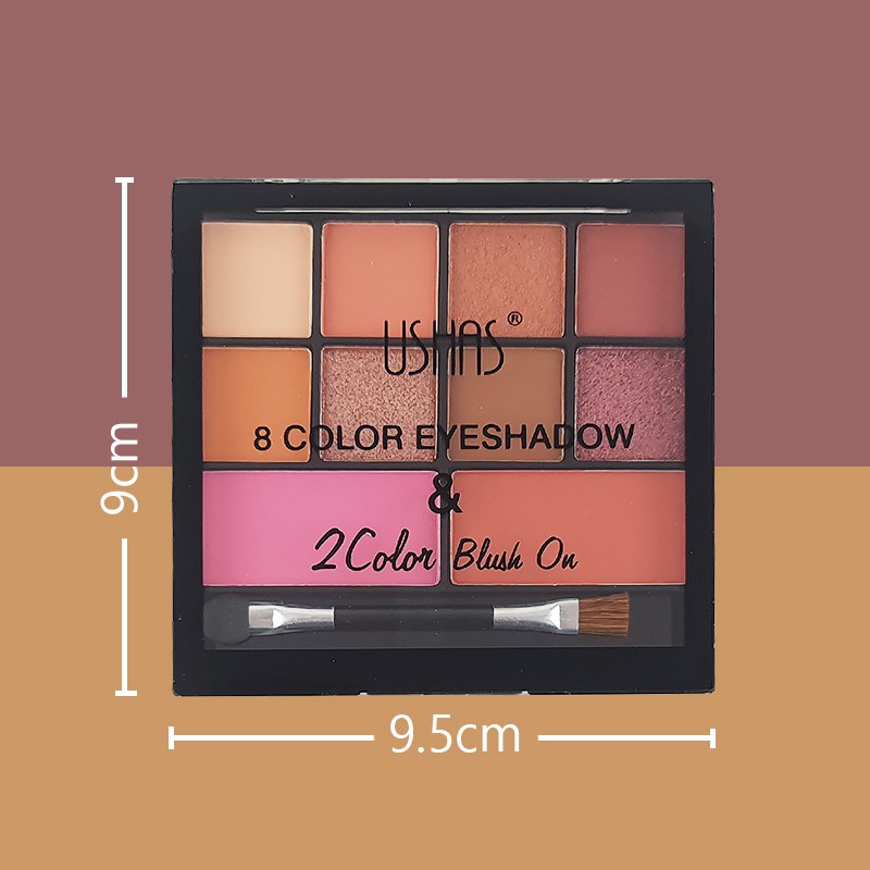 Ushas ES2729 8 Color Eyeshadow &amp; 2 Color Blush On No.01 | 17.6gr