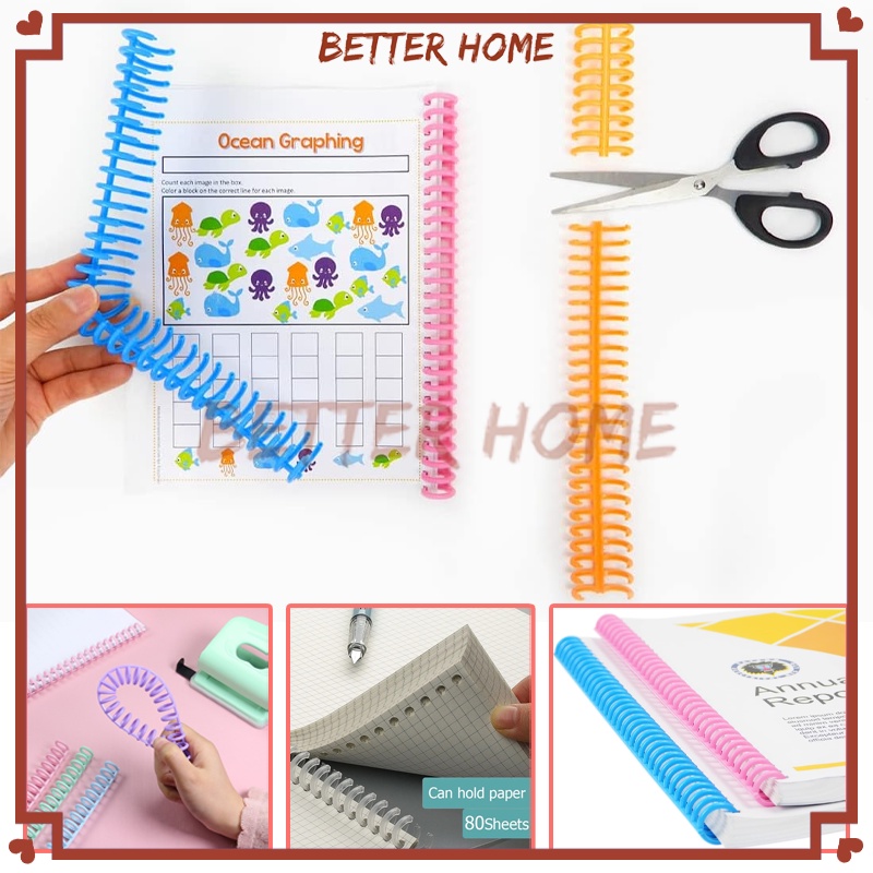 

Binder Plastik 30 Lubang /DIY Spiral Binder Strip Lingkaran Buku/Ring Binder DIY Spira