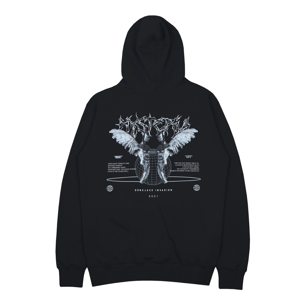 Hoodie Distro Original100% Dobujack Hysteria Black Hoodie