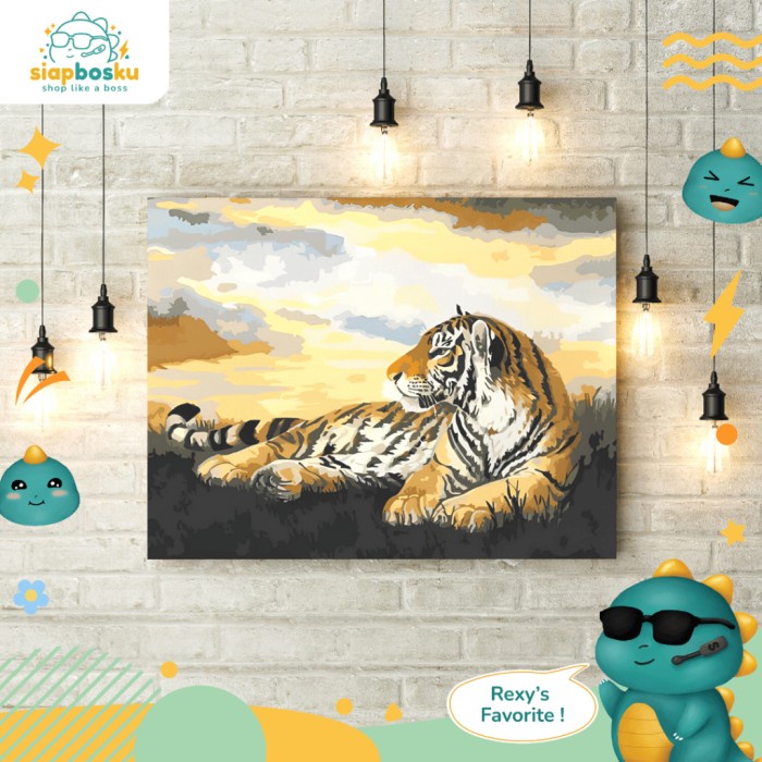 

[[ JS - BEST SELLER ]] PAINT BY NUMBER 40x50 CM AESTHETIC KANVAS DIY PAINTING KIT WITH FRAME - Sumatran Tiger