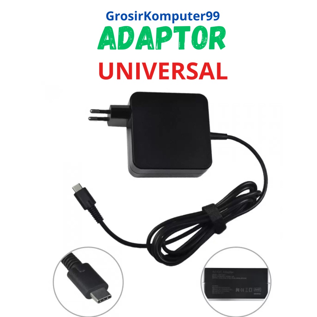 Universal Adaptor Charger Laptop Type C 5V/3A 9V/3A 15V/3A 20V/3.25A ORIGINAL