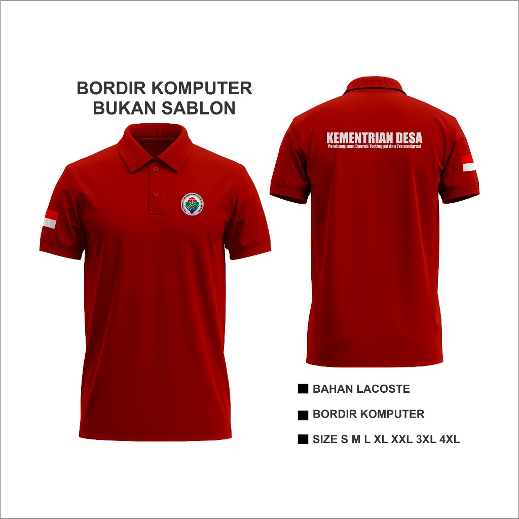 Baju Kemendes Bordir Kaos Kemendes Bordir Polo Kemendes Bordir / Kemeja Kemendes Bordir Bahan Premiu