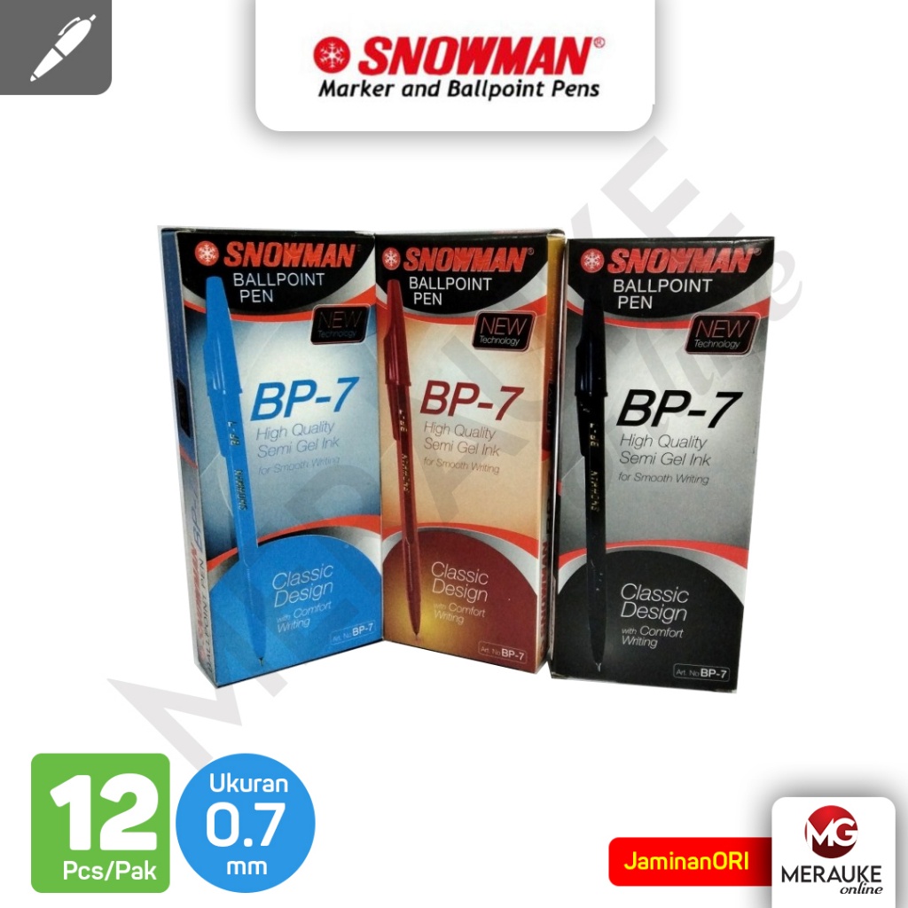 

Ballpoint Snowman BP-7 - H/M/B 12 Pcs