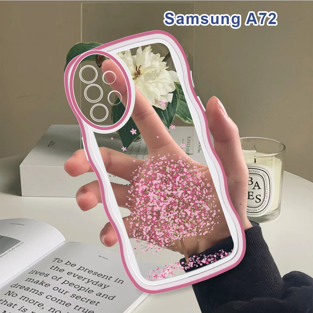 (Wave Case) Untuk Samsung Galaxy A72 A52 A52S A32 A22 A12 4G 5G Casing Flowers Cover Shockproof Sili