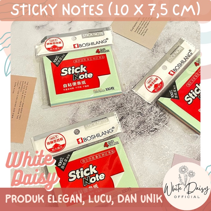 

Sticky notes besar ukuran 10 x 7,5 cm Boshilang premium warna pastel