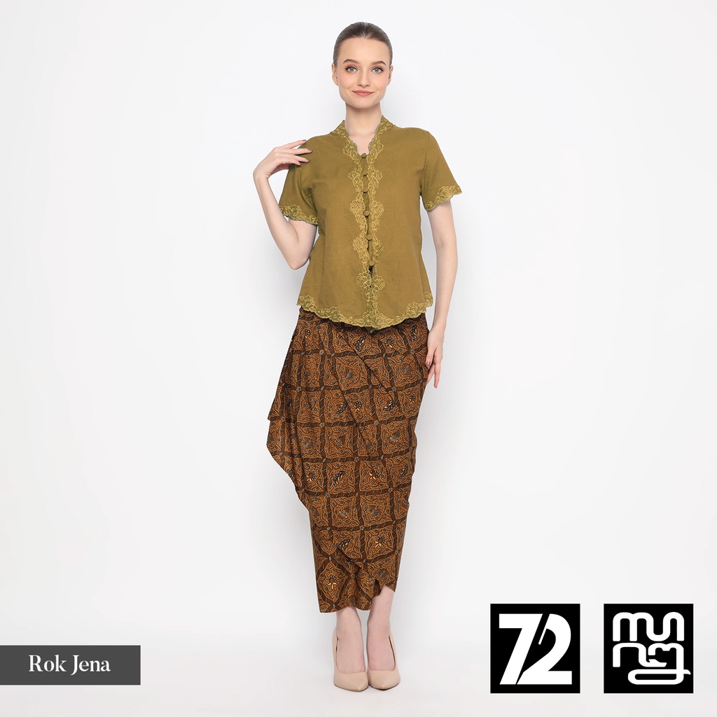 ROK BATIK SPAN Skirt Lilit Kebaya Instan Modern Wanita Motif Sidomukti Sogan Klasik Warna Coklat 724