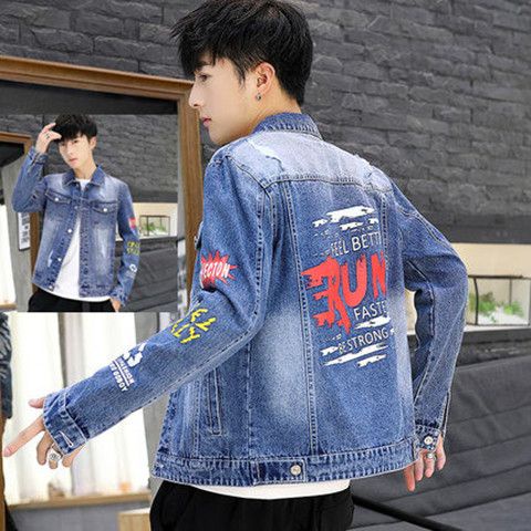Denim jacket trend slim fit men's jacket men's clothing