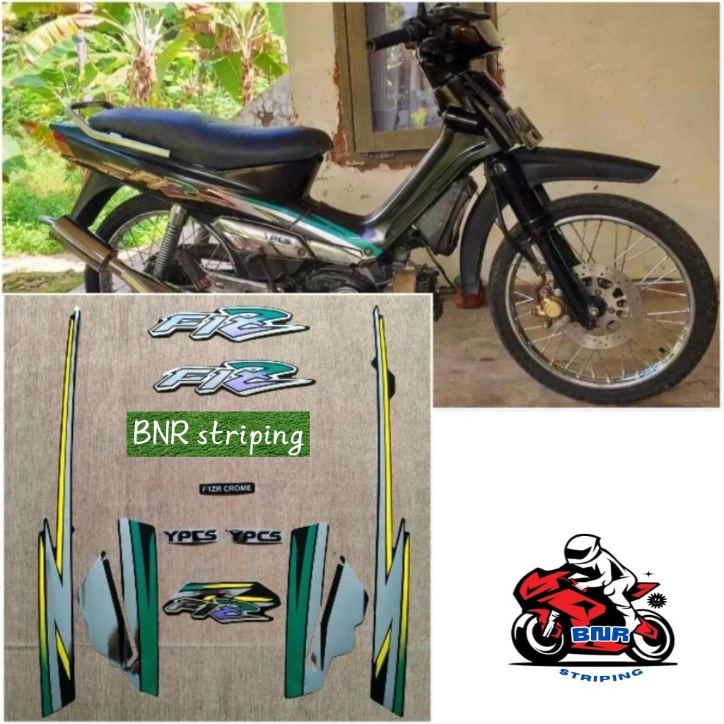 Striping stiker lis   Yamaha f1z r f1zr fiz r fizr crom hitam hijau tahun 1996 1997 list body untuk 