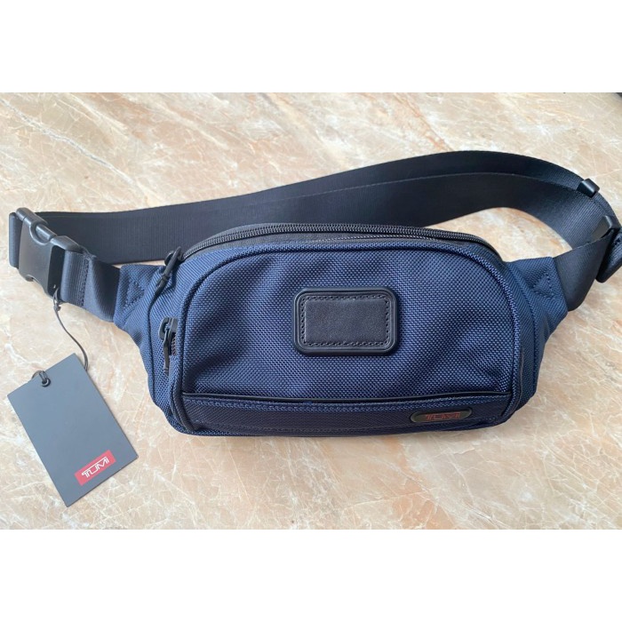 Tas Selempang Pria Branded Tumi Waist Pack Waist Bag Original - Navy