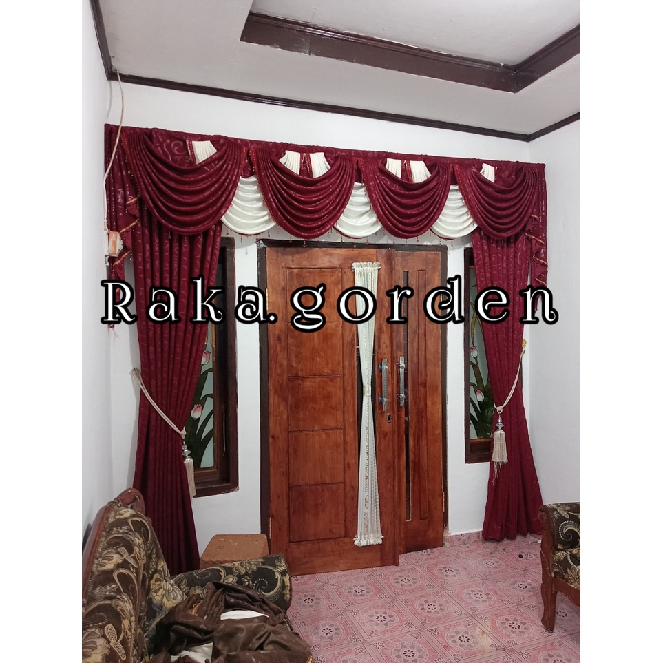 Gorden ruang tamu mewah elegan poni Gorden korean Gorden mewah poni gelombang