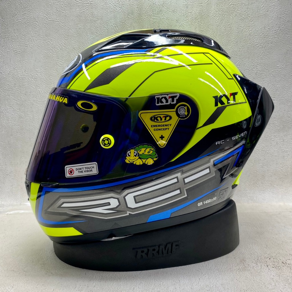 HELM KYT RC SEVEN #14 YELLOW FLOU - PAKET GANTENG VISOR IRIDIUM  SPOILER I KYT RC7 FULL FACE