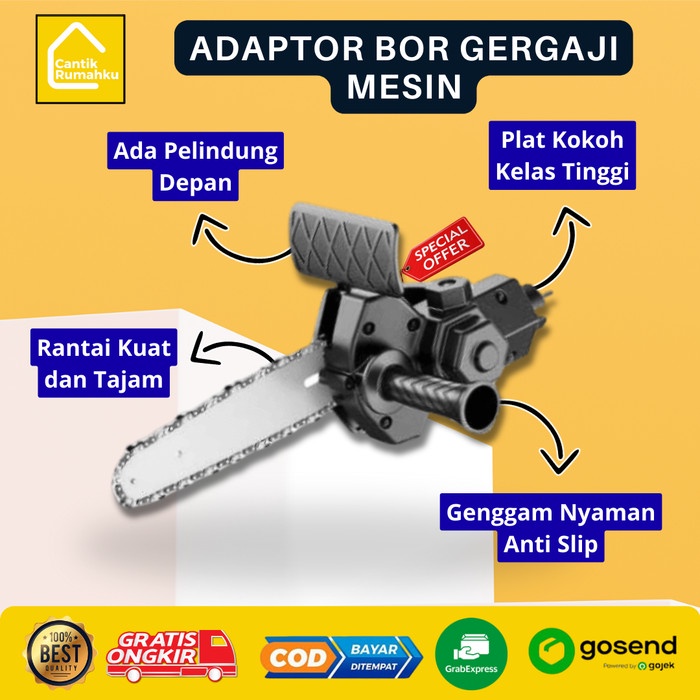 Adaptor Bor Gergaji Mesin Chainsaw Drill Converter Mini Cordless - 4 inch