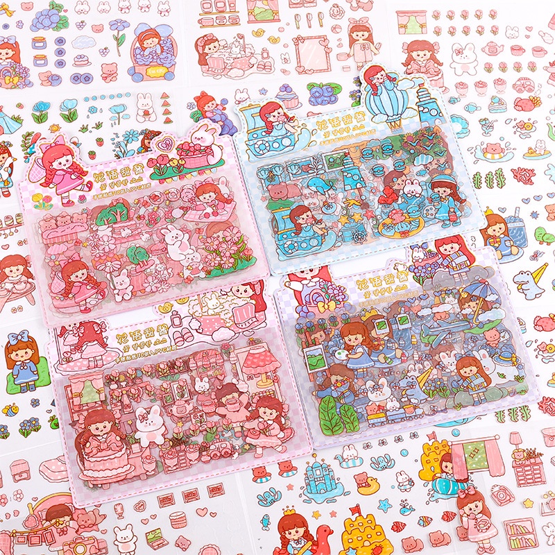 

(Shopping) （10LBR) STICKER AESTHeTIC PACK ISI 10 LEMBAR/ STIKER AESTHETIC PVC WATERPROOF / DEKORASI STIKER / Stiker Kartun Jepang Lucu