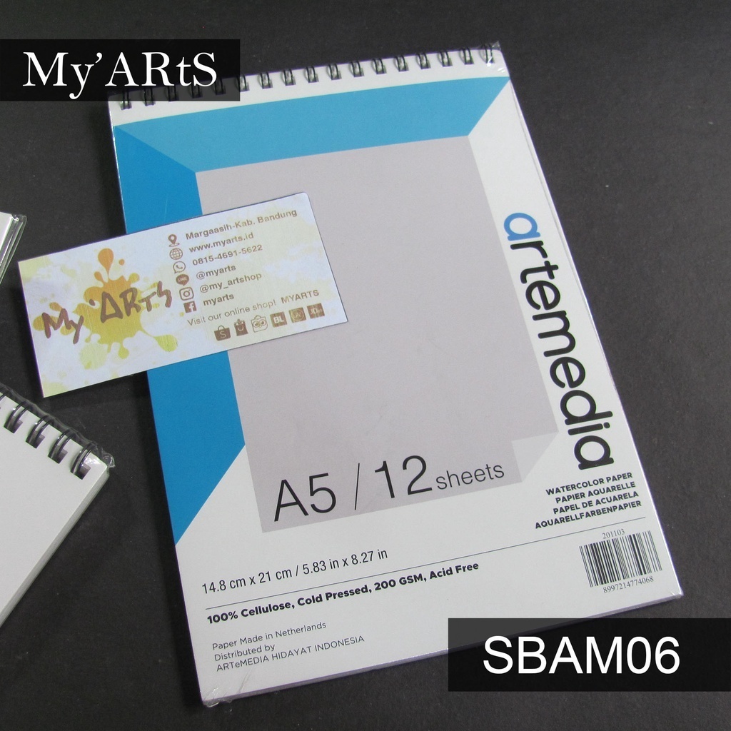 

Artemedia Watercolor Book A5 Wire Bound Sketchbook Cellulosa 200 gsm 12 Lembar Cold Pressed Kertas Cat Air
