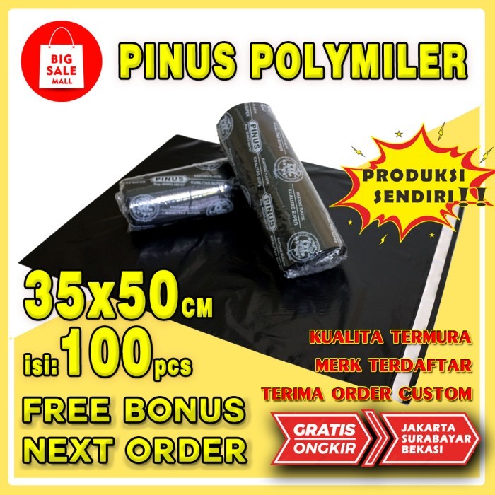 

Polymailer 35×50cm Amplop bag Plastik Packing Grosir tebal isi 100lbr - Pinus Hitam