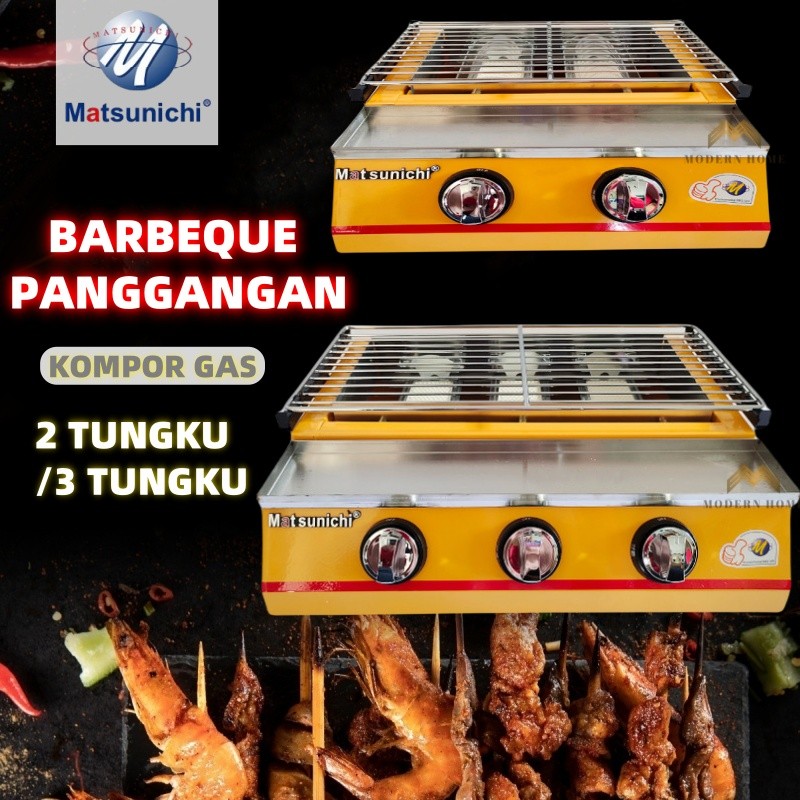Alat Pemanggang Barbeque Matsunichi 2 & 3 Tungku Griller Trio BBQ Grill Paket Regulator Gas Kompor P
