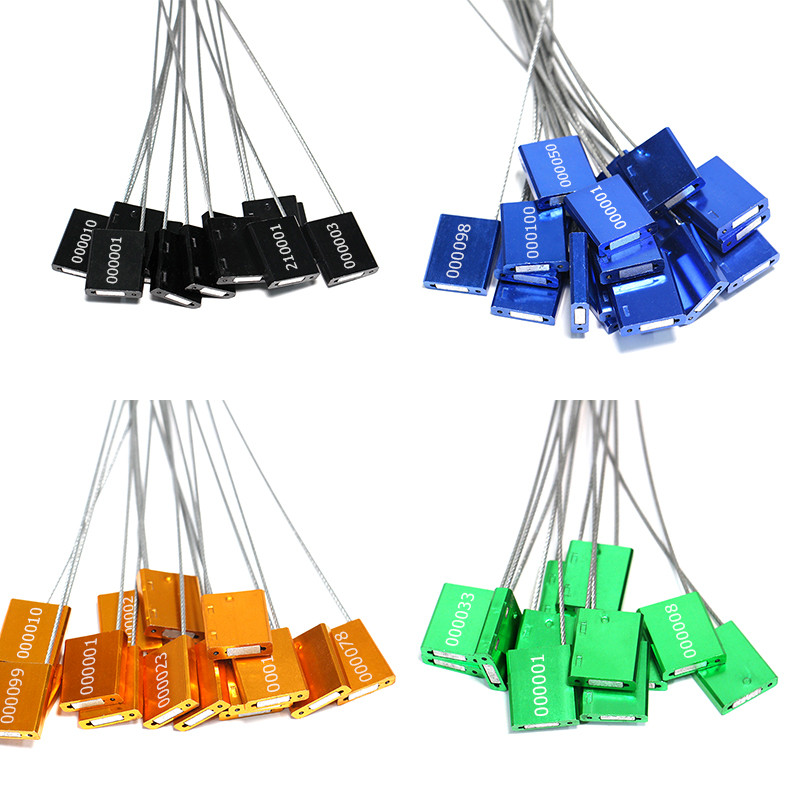 

10Pcs High Security Cable Seals Metal Container Steel Wire Tags Pull Tight Aluminum Shipping Locking Label Serial Number 30CM