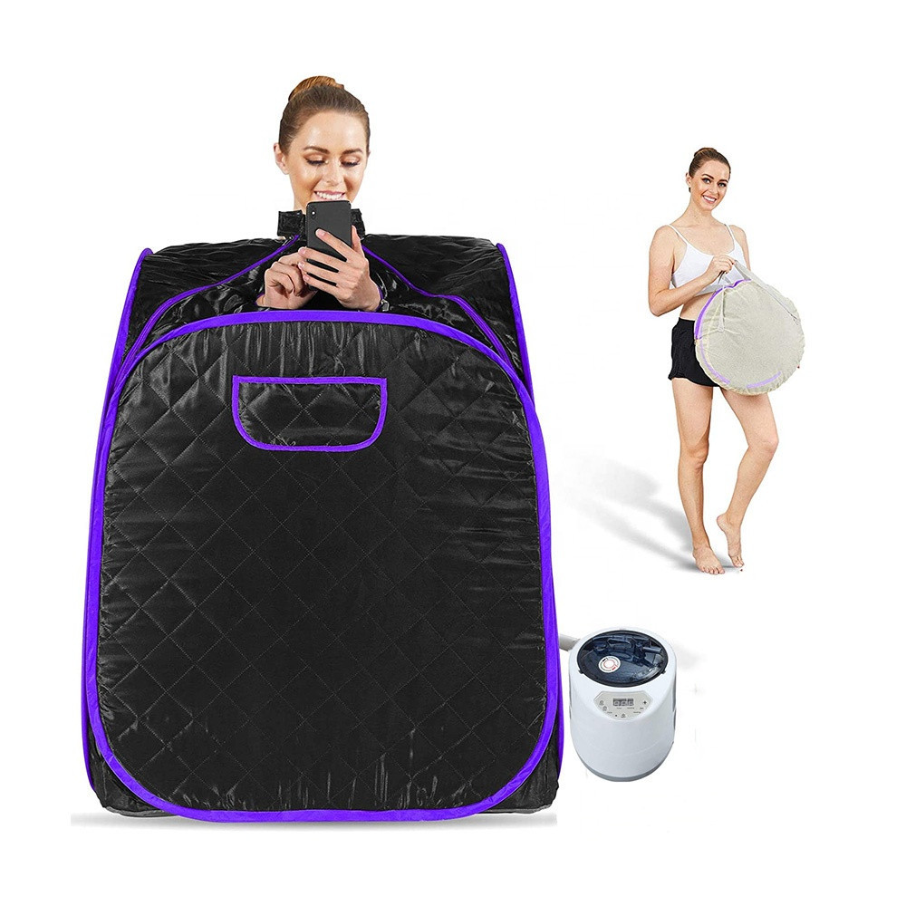 Black Sauna Cabin With Relax Sauna Portable Steam Sauna 2.2L 1000W Steam Generator Weight Loss Home 
