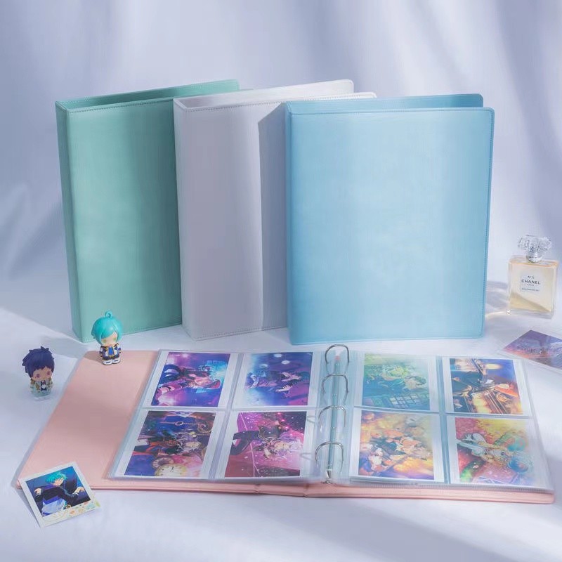 

A4 Photo Album Binder Refill Pages 2 4 6 8 9 Pocket 4"x6" Clear PU Leather 4 Ring Macaron Photocard Binder Cover Postcard Sleeve
