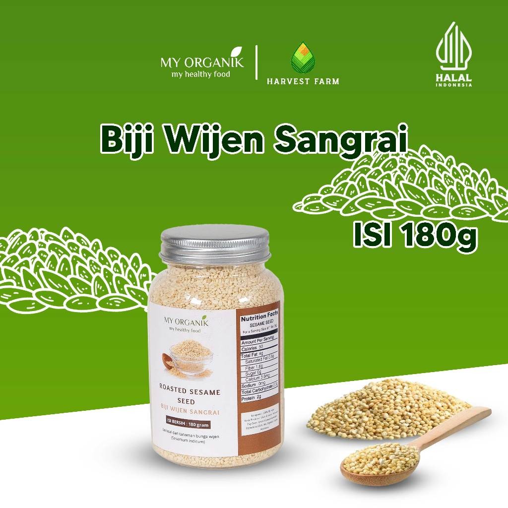 

My Organik Wijen Putih Sangrai Halal Biji Wijen Panggang 180g Toasted Roasted Sesame See