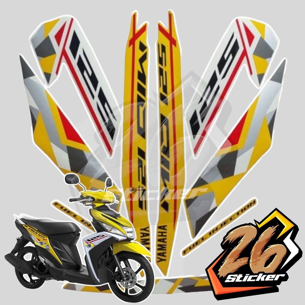 STICKER STIKER POLET LIS STRIPING MOTOR FULL BODY YAMAHA MIO M3 MIO 3 MIO Z 125 2016 WARNA KUNING PU