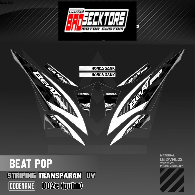 Decal Sticker Striping Variasi Transparan Uv Beat Pop Malaysia Honda Beat Pop 110 Esp Cbs Iss Beat P