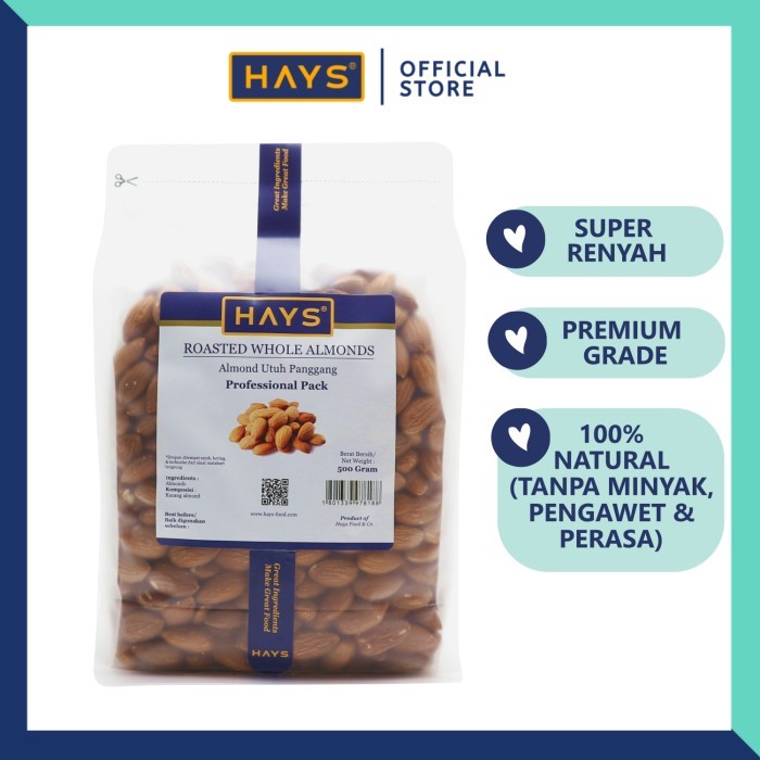 

READY STOCK!!! Almond Utuh Panggang 500 Gram / Roasted Whole Almond 500 Gram - HAYS