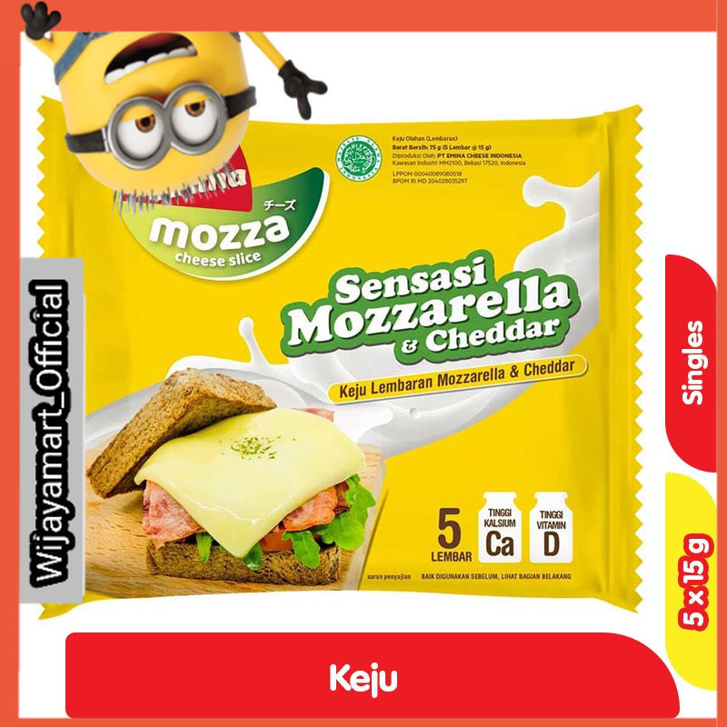 

Emina Cheese Mozza Keju Lembaran Mozzarella & Cheddar 5 x 15 g