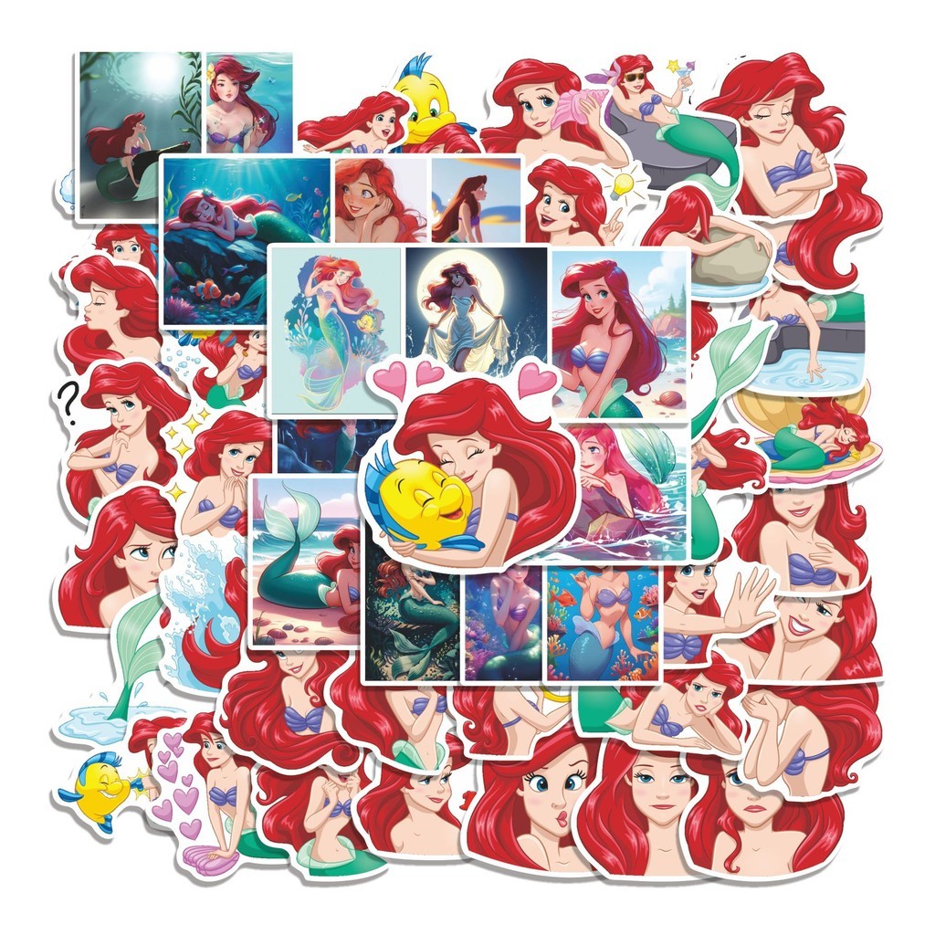 

COD 50 Pcs Stiker Ariel the Mermaid Lucu Anti Air Untuk Dekorasi Notebook Sepeda Skateboard Handphone