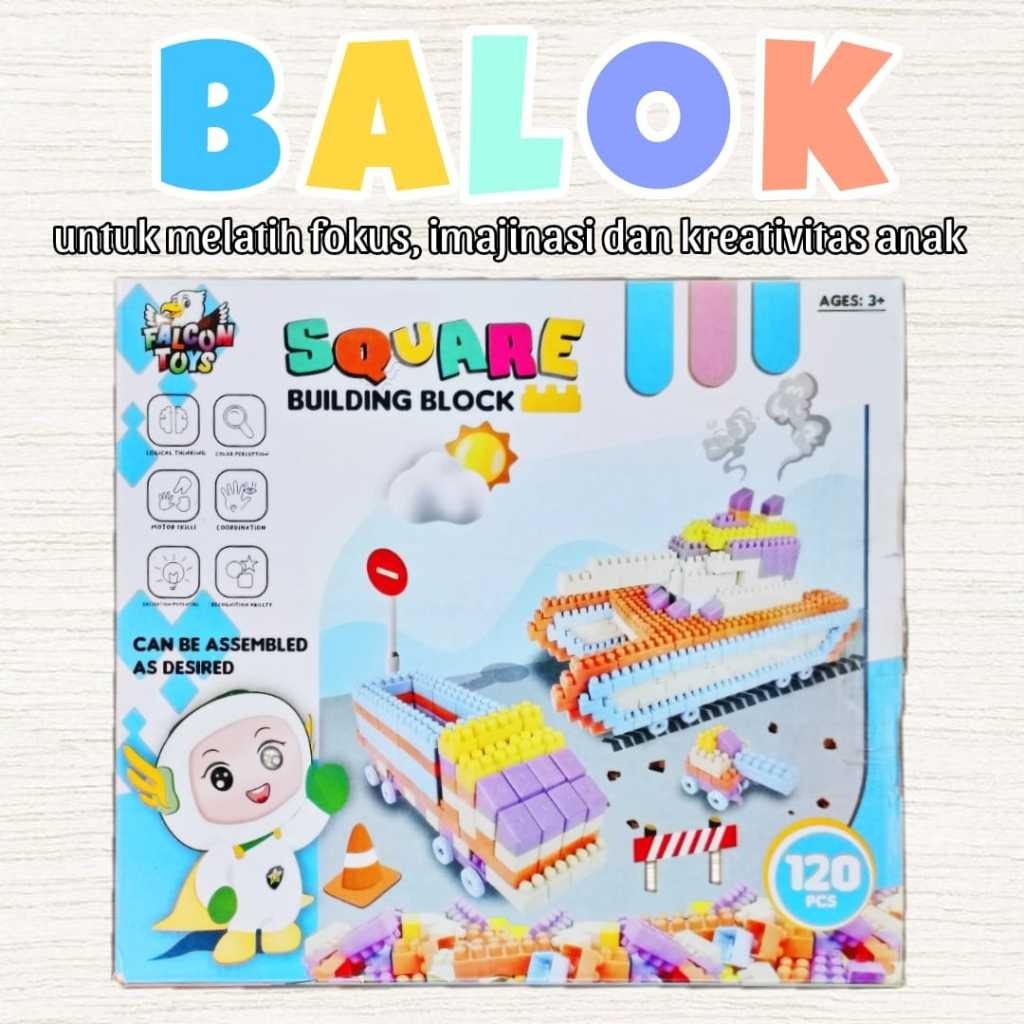 PROMO Mainan EDUKASI BALOK SUSUN Anak 120 Pcs DIY BRICK Block Bricks Block Jumbo Square Building BLO