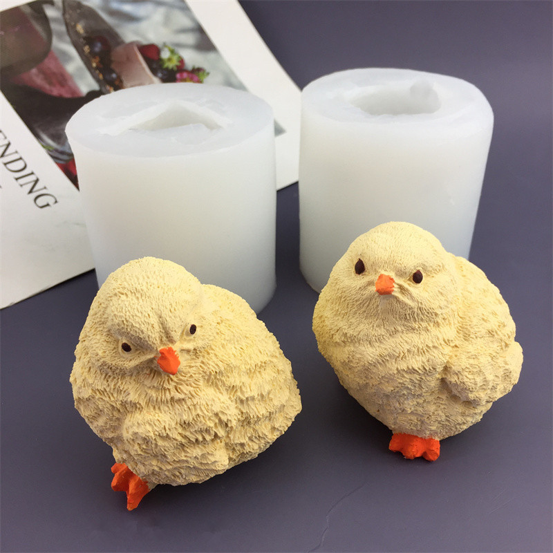 

3D Cute Chick Candle Silicone Mold Chickabiddy Shape DIY Gypsum Candle Resin Mould Handmade mochi squishy toy molds