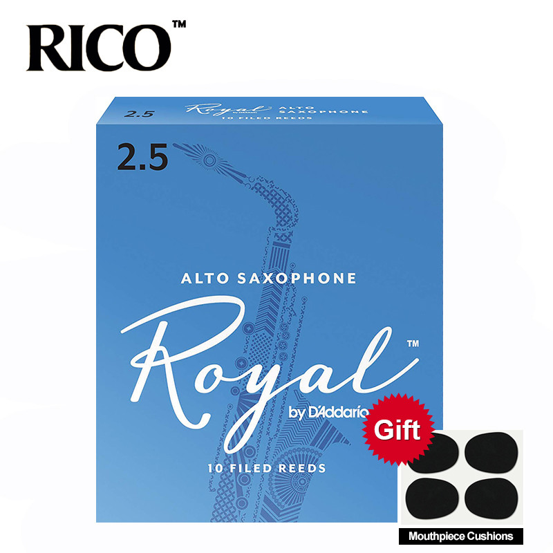 RICO Royal Alto Sax Reeds / Saxophone Alto Eb Reeds Strength 2.5#, 3# Blue Box of 10 with mouthpiece