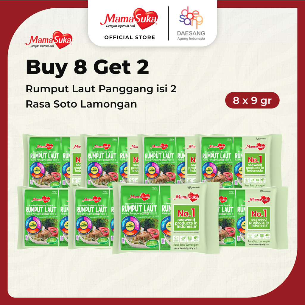 

Buy 8 Get 2 Mamasuka - Rumput Laut Rasa Soto Ayam Lamongan Isi 2