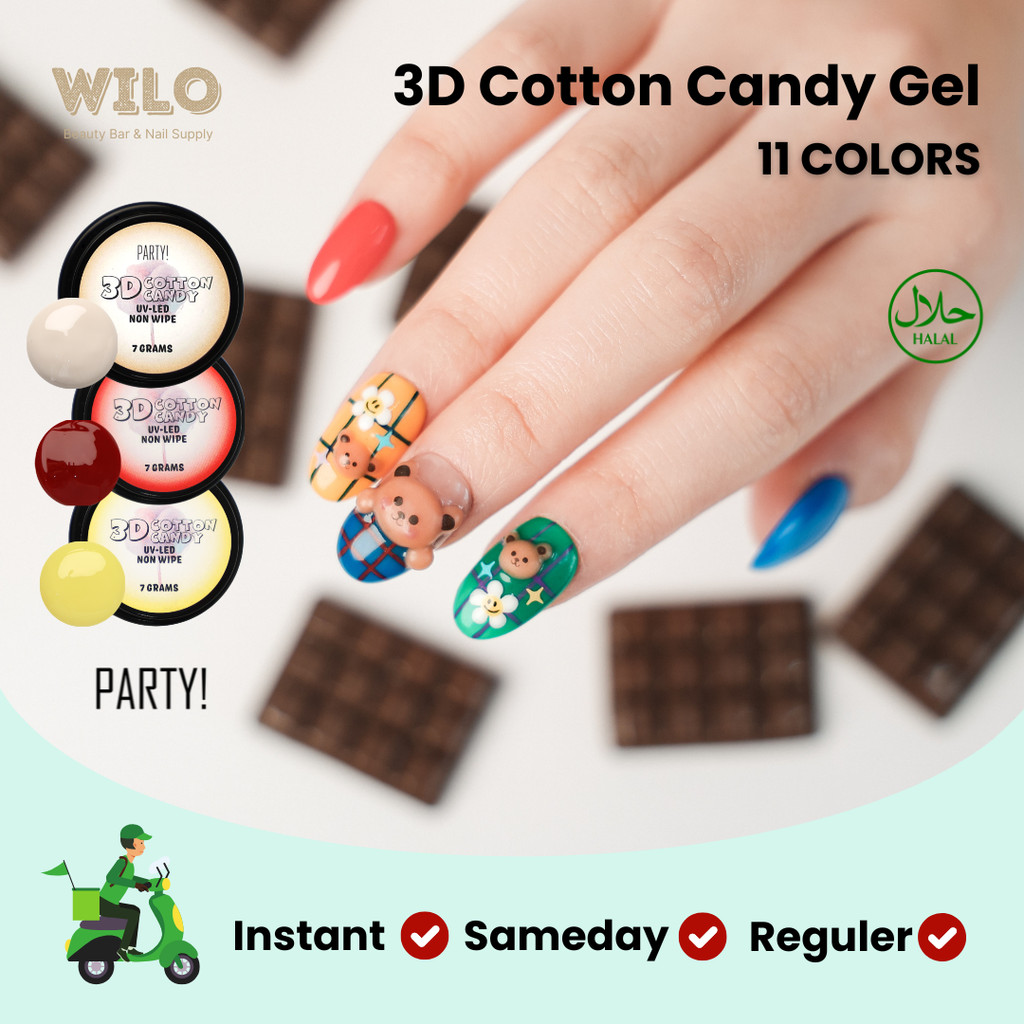 PARTY 3D COTTON CANDY | 3D GEL | 3D NAIL GEL READY STOCK | PARTY GEL HALAL | KUTEK HALAL READY STOCK