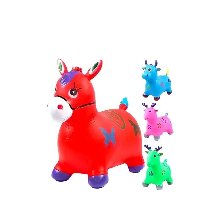 Mainan Anak Kuda Kudaan Karet PVC Pegangan Telinga Jumping Animal Duduk Bouncer Tunggang Dengan Musik Rusa Kuda Sapi Unicorn 50x50 Hadiah Ulang Tahun Anak 1 2 3 4 5 Tahun