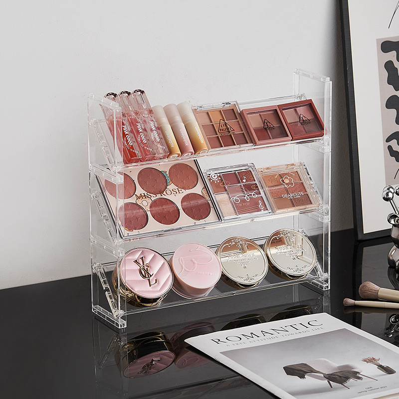 3-layer Acrylic Cosmetics Display Rack Multi-purpose Eyeshadow Tray Blush Storage Shelf Creative Des