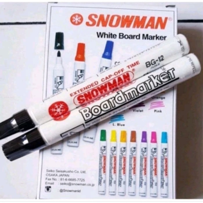 

Spidol Snowman White board marker BG12 hitam isi 12pcs