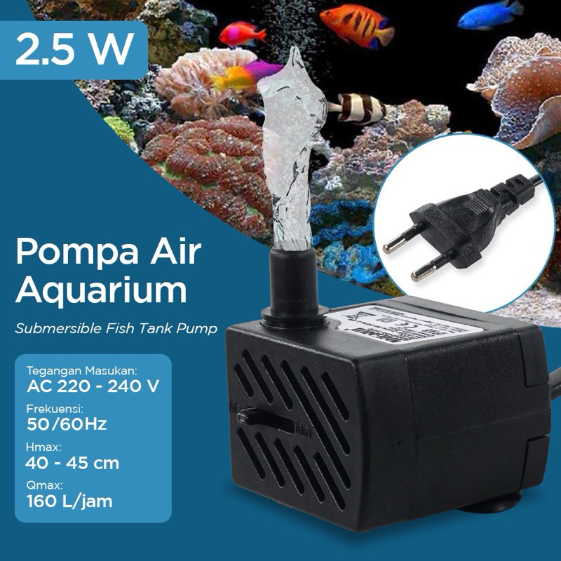 Pompa aquarium air mini 220v colok listrik 2,5 watt