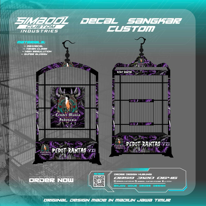 CUSTOM DECAL SANGKAR  Sangkar cendet mania, Bahan super glossy