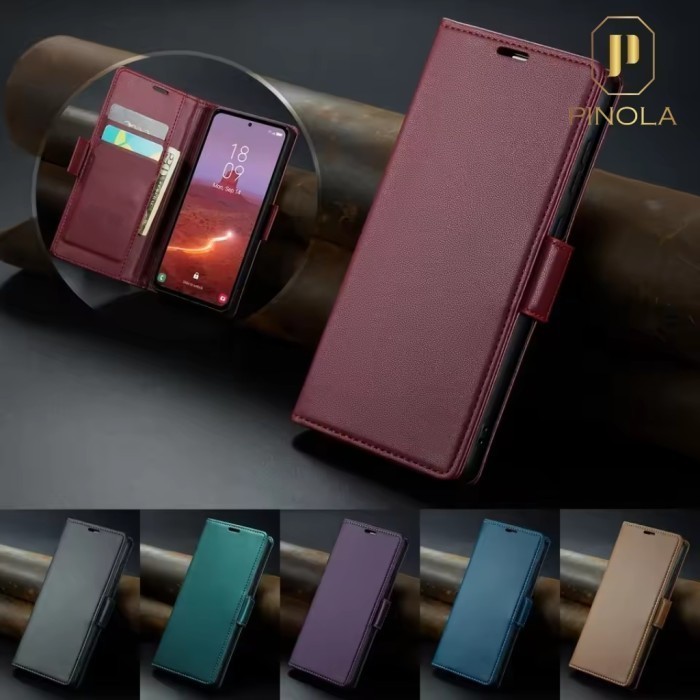 Pinola - Poco C65 / X5 / Pro / X3 Nfc / X3Pro Leather Case Magnet Retro Klip With RFID Blocking Stan