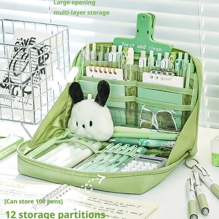 

MUNAS Tempat Pensil 12 Sekat Kotak Pensil Model Polos Bahan Kanvas Ukuran Jumbo Pouch Tempat Alat Tulis 90° Kapasitas Besar Perlengkapan Sekolah Kantor 12 Layers